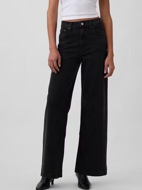 GAP BLACK  HIGH RISE STRIDE WIDE-LEG JEANS  WOMENS SZ 30